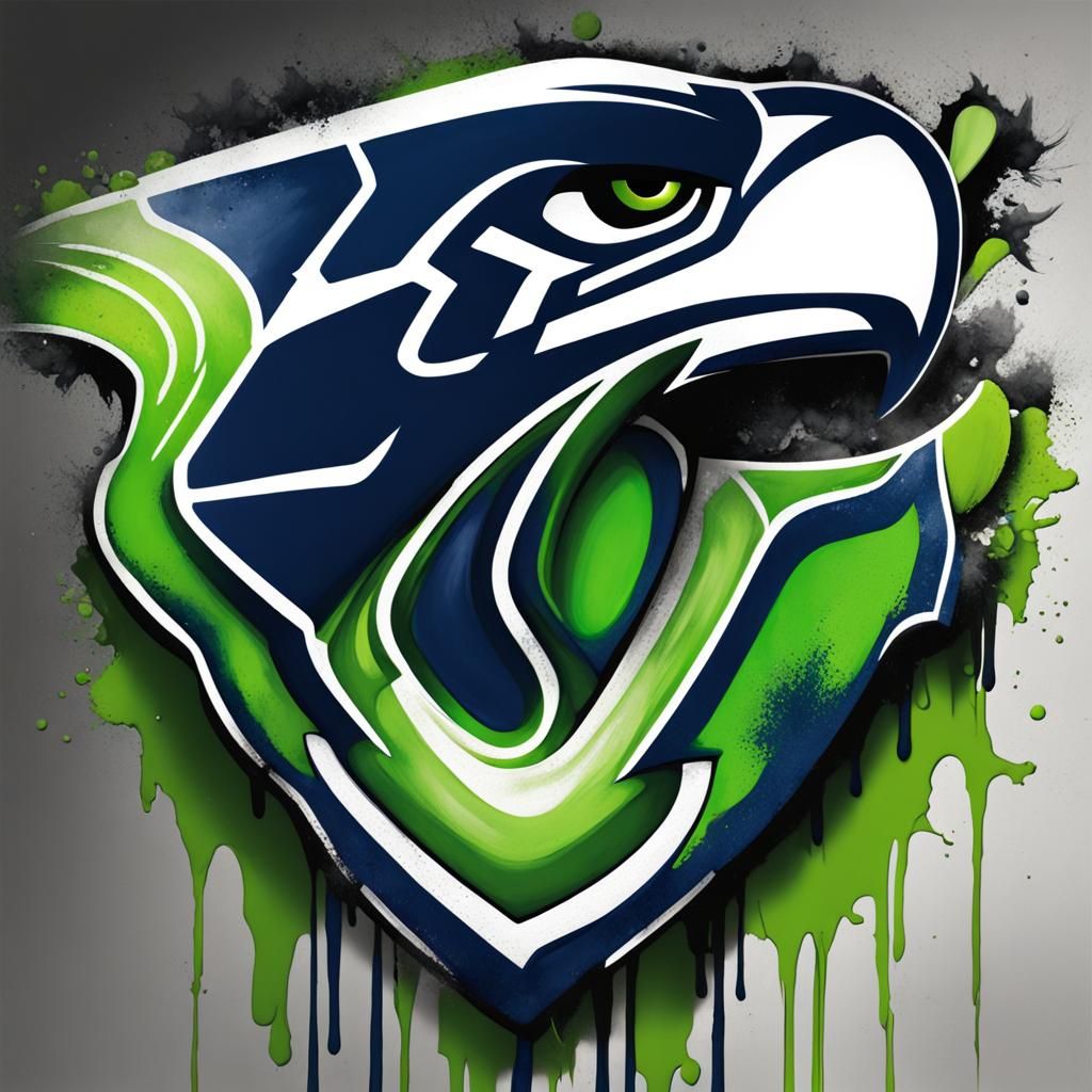 Seattle Seahawks Logo as Colorful Graffiti Art