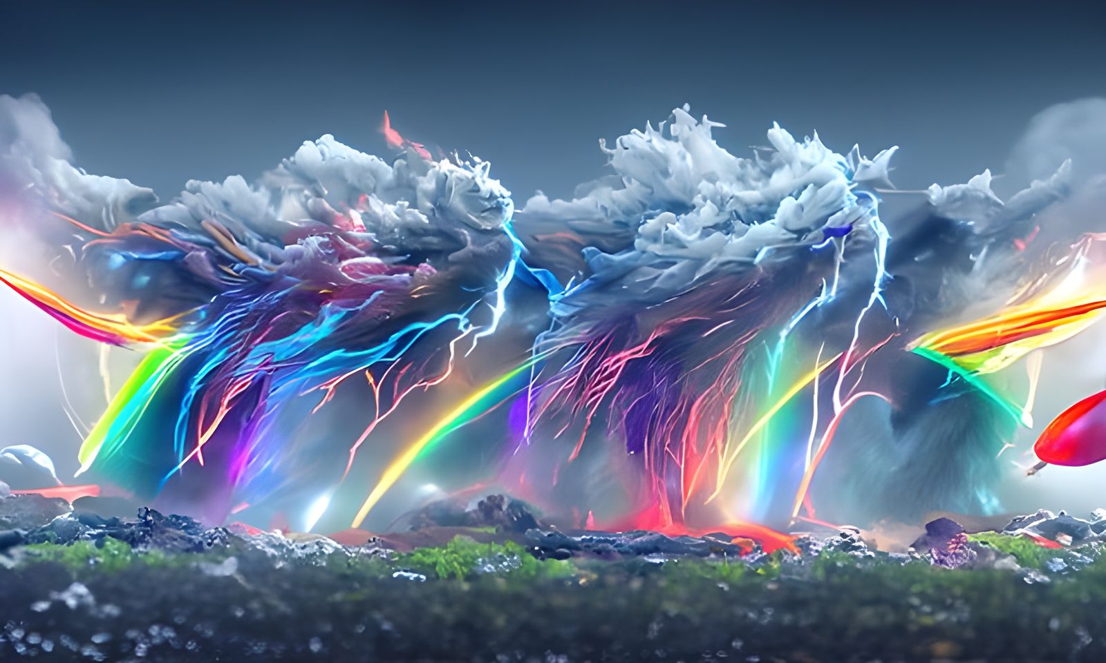 Rainbow Lightning Hybrid in Hyperrealism Style