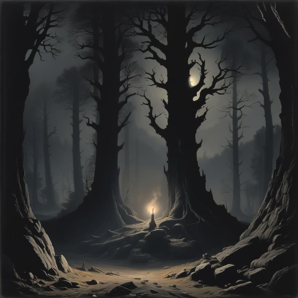 Grimdark Landscape Painting in Romantic Style