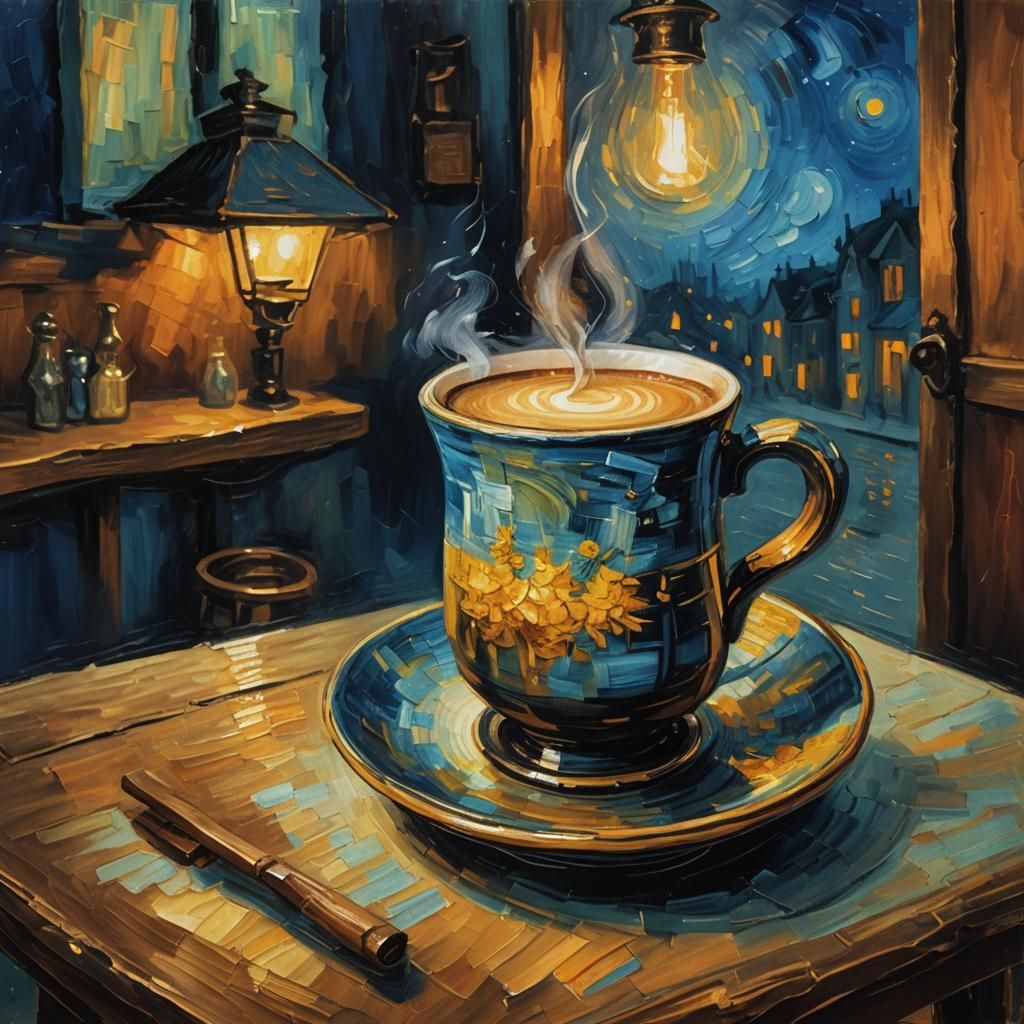 Cozy Night Cafe: Coffee in Van Gogh Style