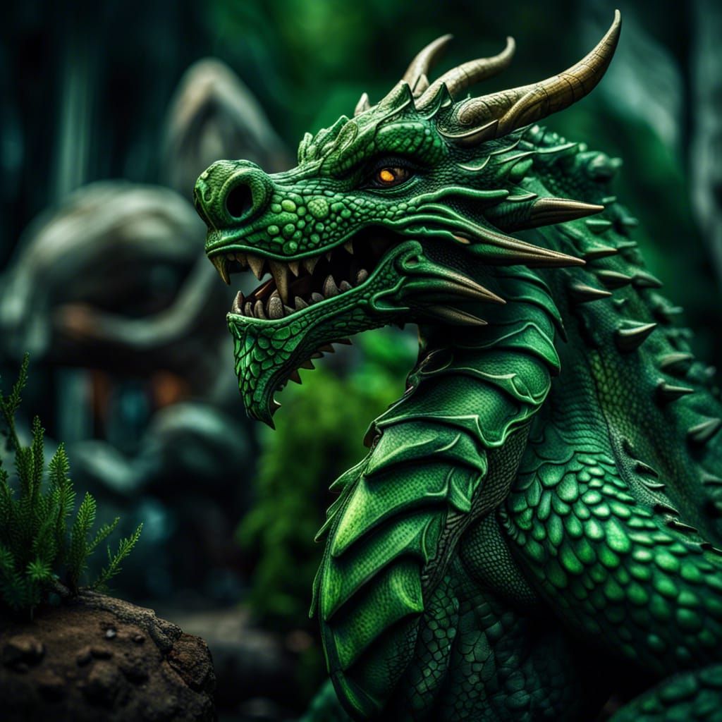 Green Dragon Unleashes Poison Breath on Adventurers