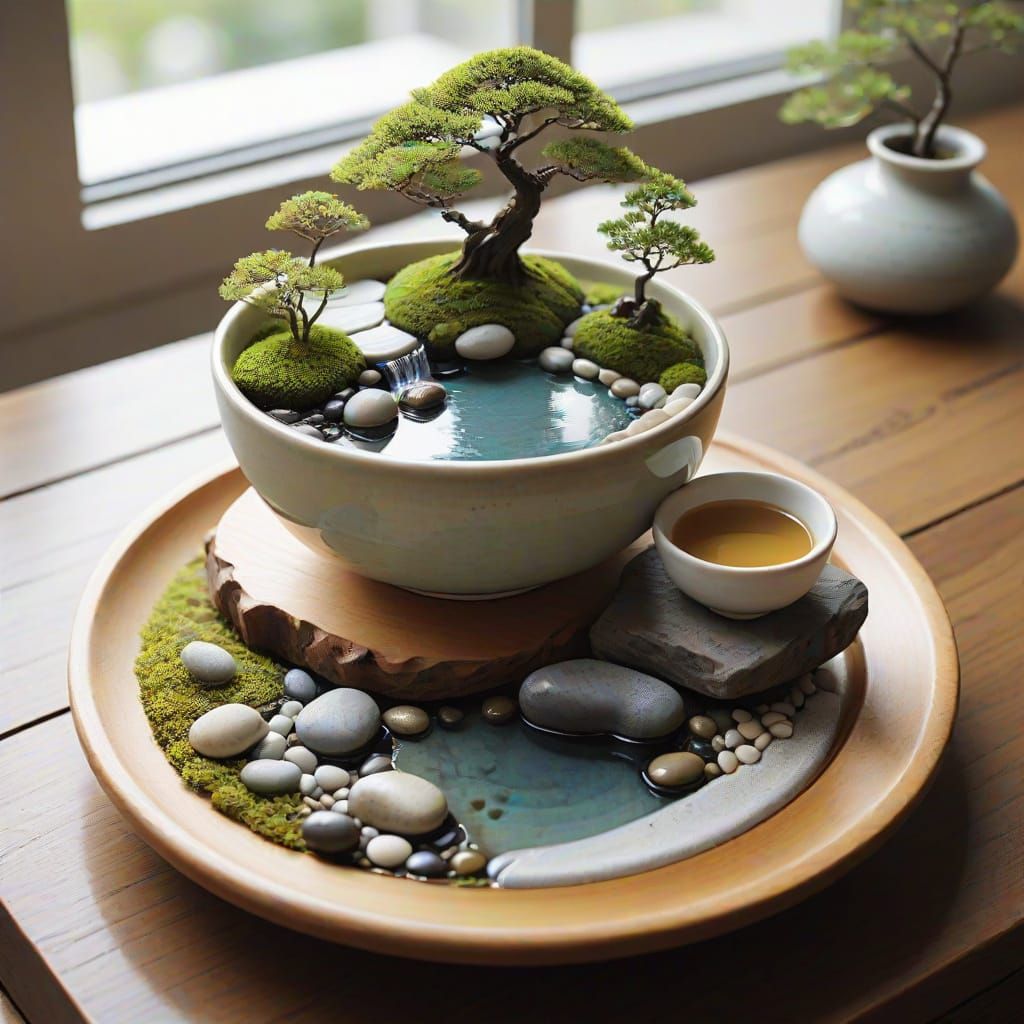 Surreal Zen Garden Teacup in Soft, Muted Colors