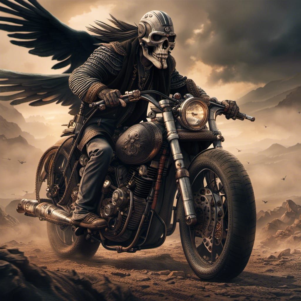 God of Death on Motorcycle: Digital Matte Painting
