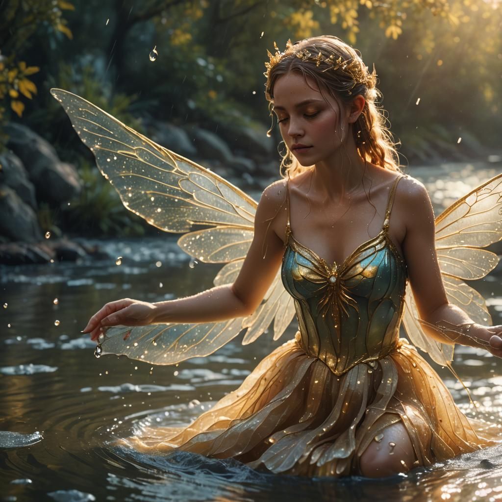 Ethereal Water Fairy with Dewdrop Wings