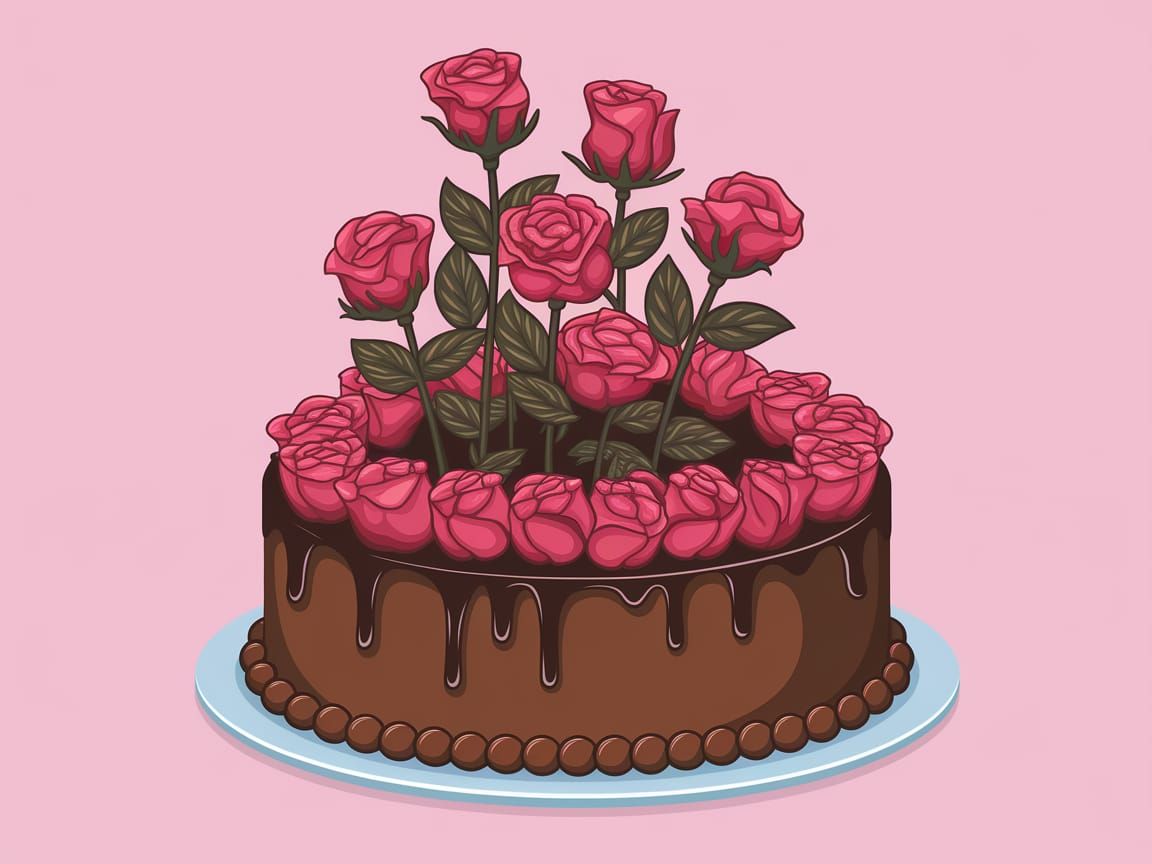 Chocolate Cake with Chocolate Roses