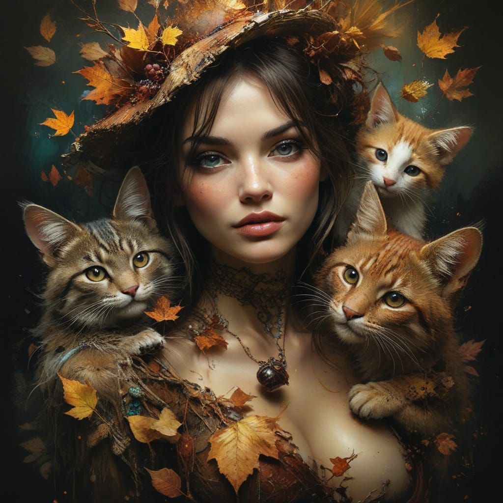 Ethereal Autumn Scene in Enchanting Style