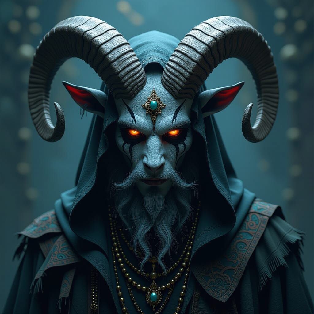 Mystical Underworld Deity Portrait in Dark Fantasy Style
