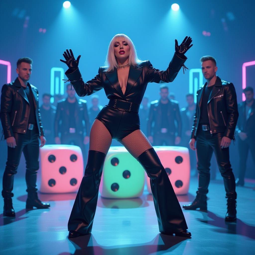 Lady Gaga Performs in Futuristic Neon Landscape