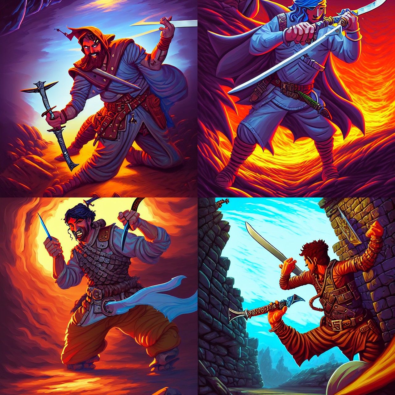 D&D Fighter with Sword and Pistol, Psychedelic Art