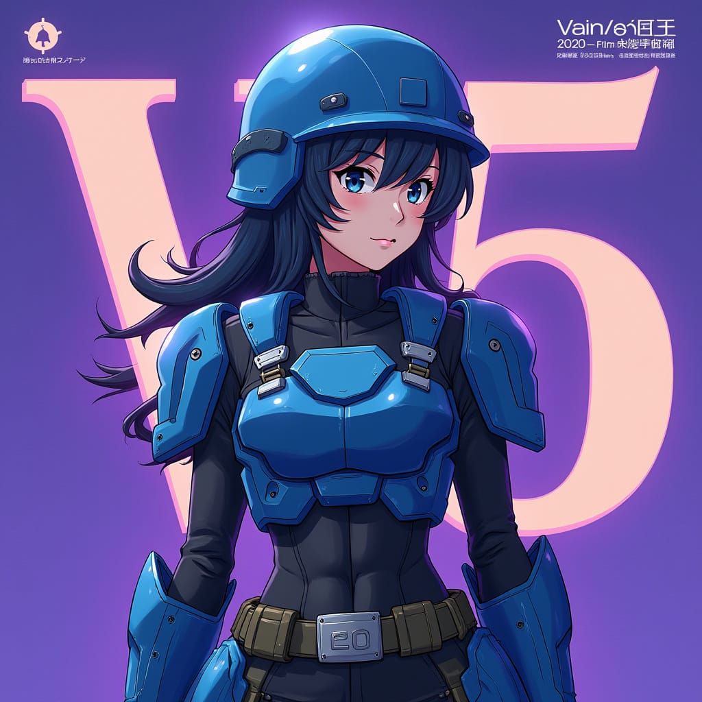 Anime Movie Poster: Armored Soldier in Sci-Fi Setting