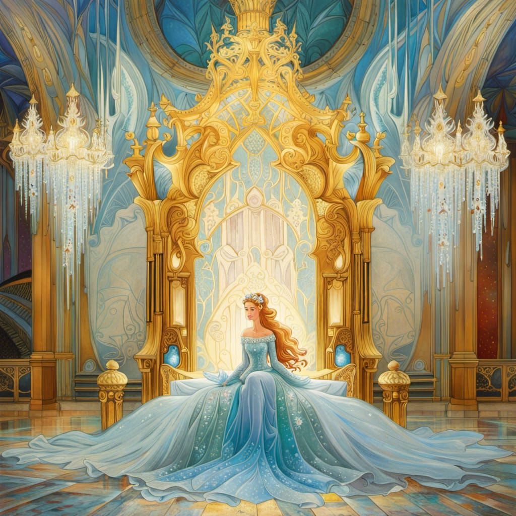 Ice Queen in Art Nouveau Snow Palace