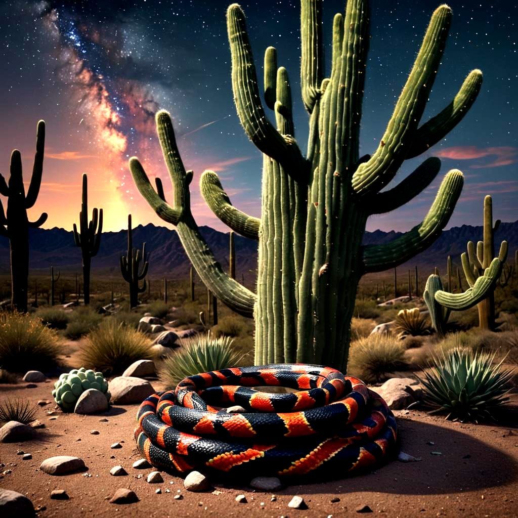 Coral Snake in Desert Night Sky: Fantasy Art