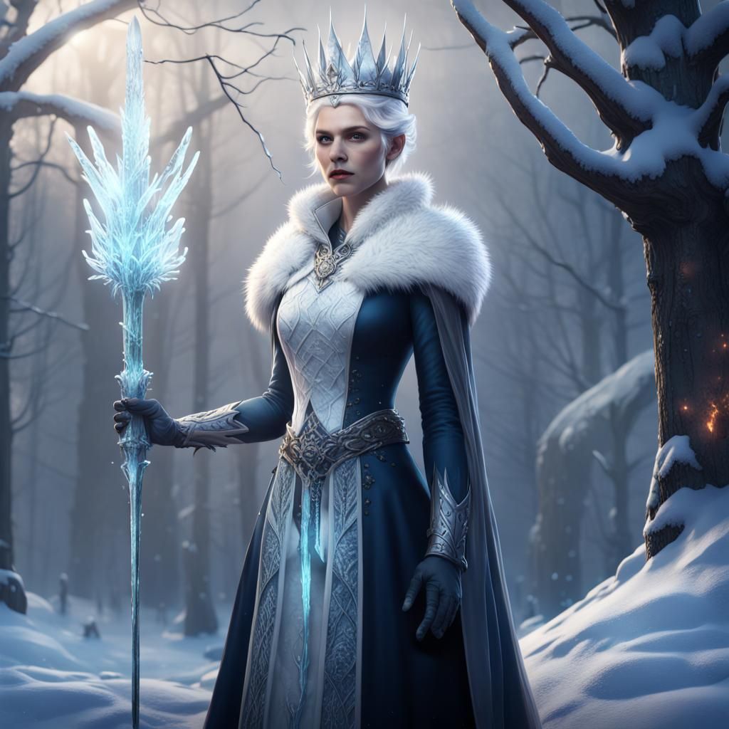 Winter Queen with Icicle Crown: Fantasy Art