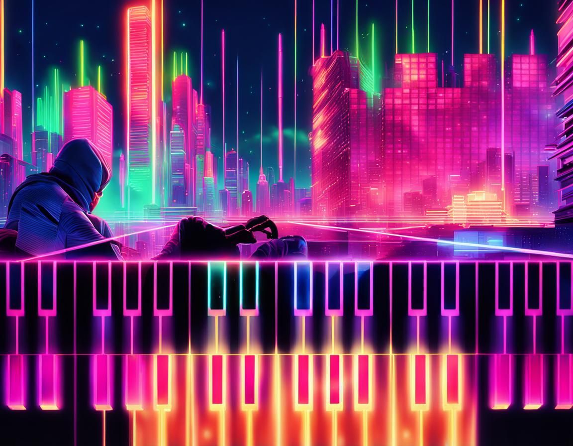 Cyberpunk Piano Keys Control Laser Beams