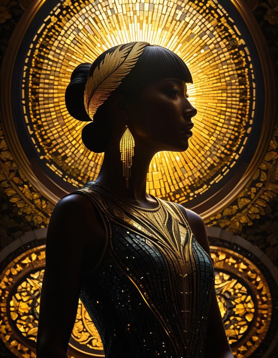 Art Nouveau Silhouette in Digital Art Style