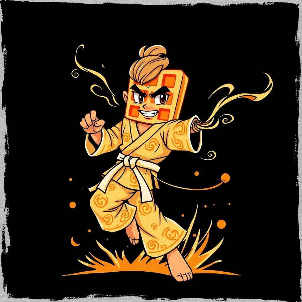 Martial Arts Waffle Master in Anime Style