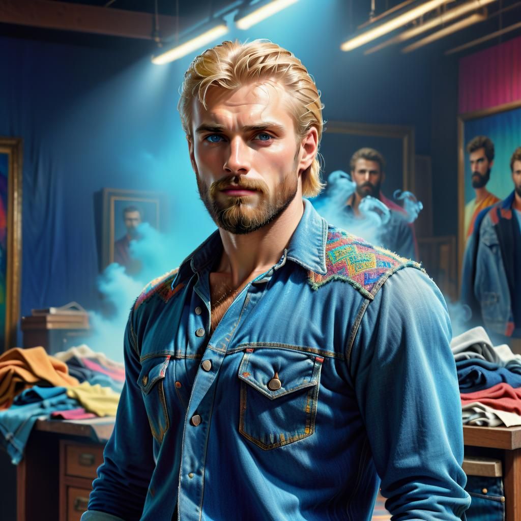 Handsome man wearing denim