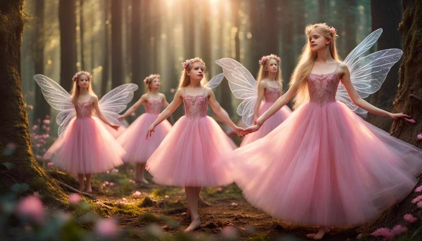 Smiling Fairies Ballet in a Glamorous Forest