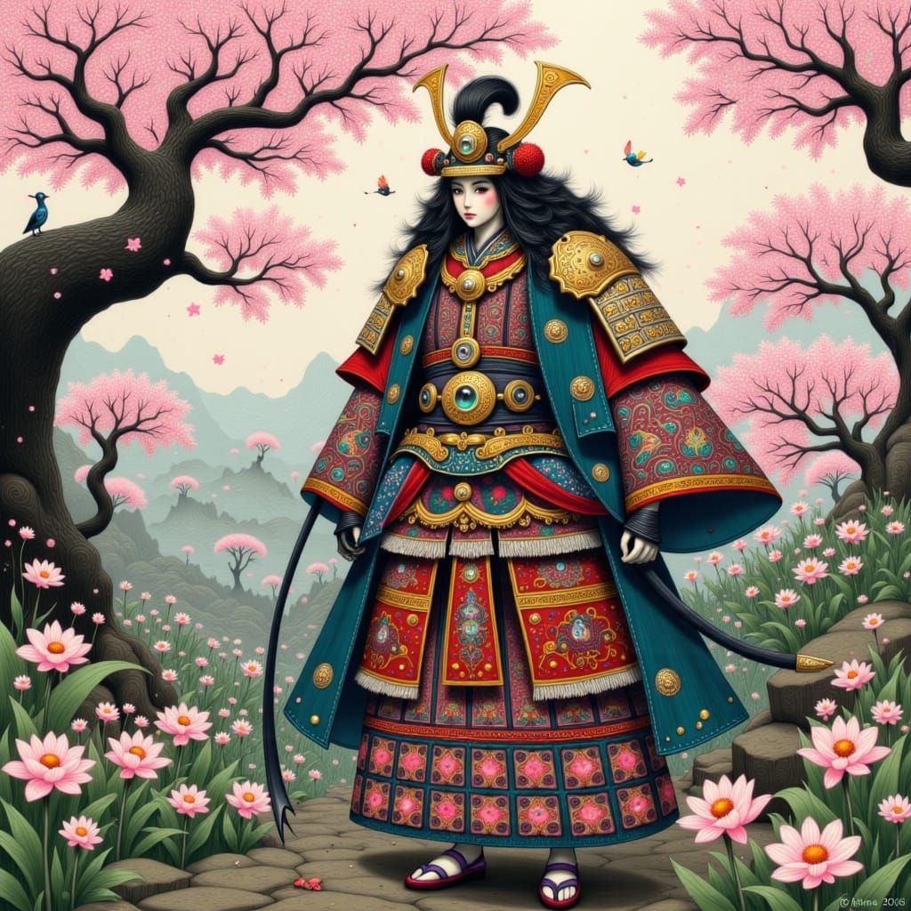 Toyotomi Hideyoshi in Ukiyo-e Japanese Garden