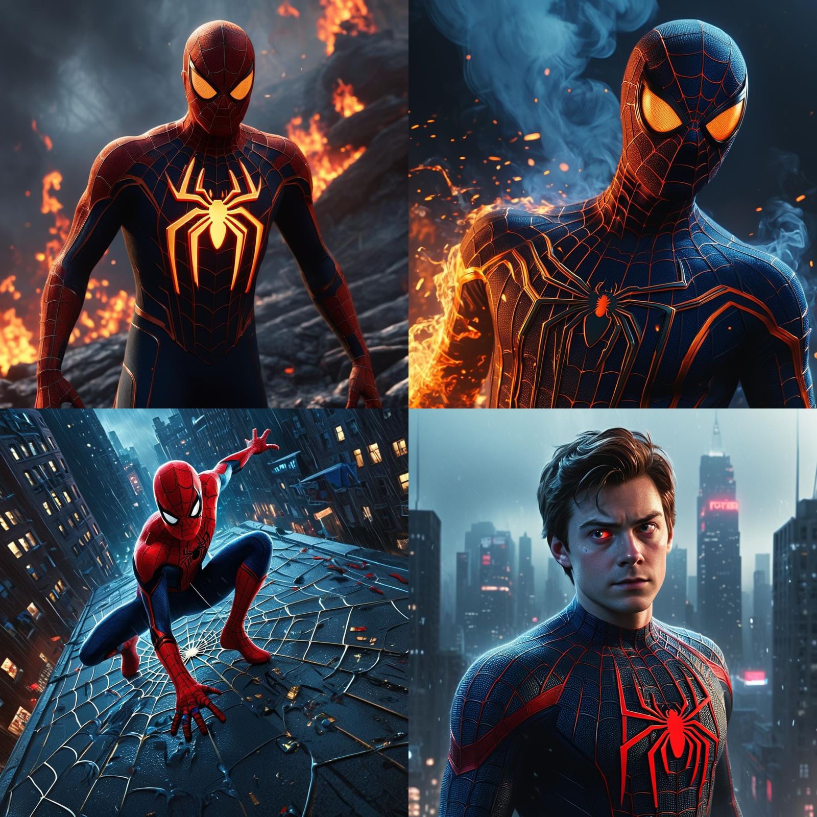 Fiery Spider-Man: Peter Parker as Fire Elemental