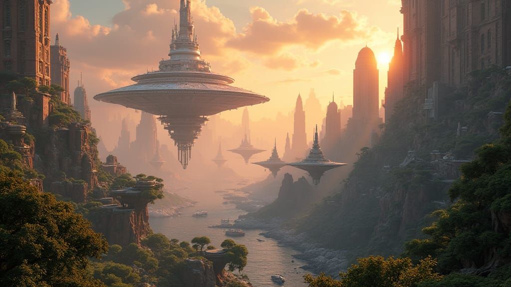 Futuristic Utopia: Space Station with Gardens and AI