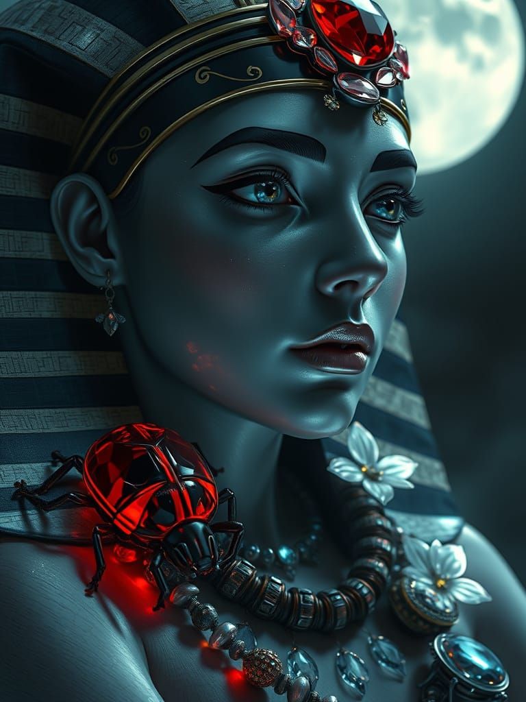 Egyptian Pharaoh Goddess in Futuristic Elegance
