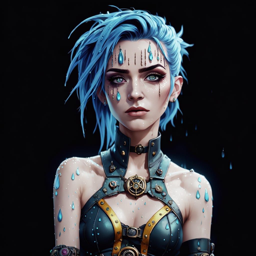 Jinx's Haunted Moment in Rainy Cityscape