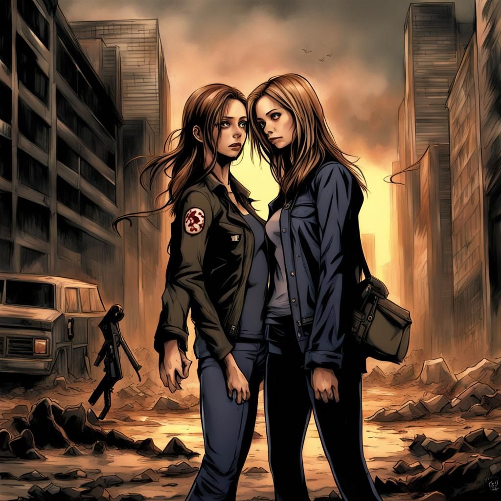 Faith and Buffy in Anime Zombie Apocalypse