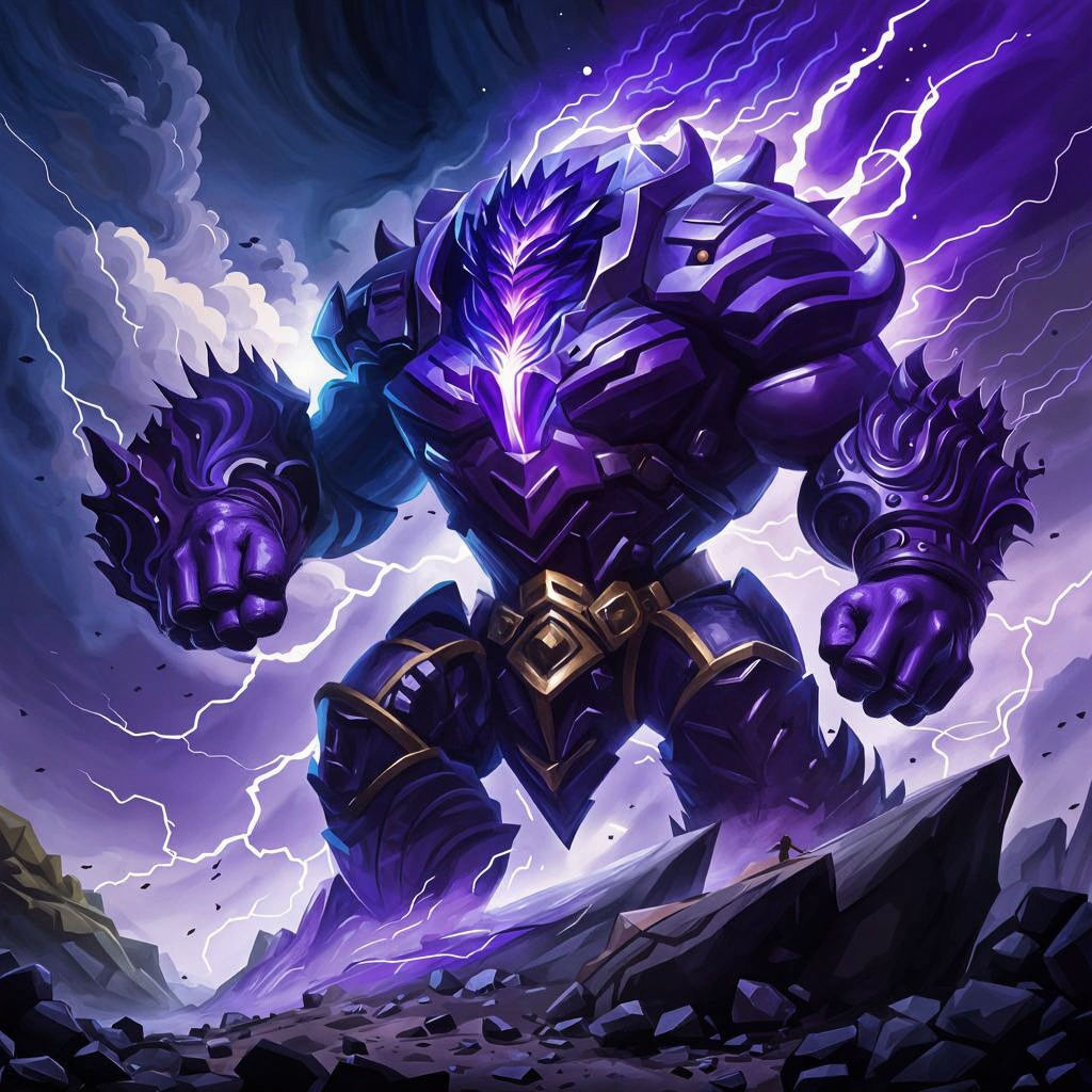 Enchanted Storm Golem Unleashing Energy Attack