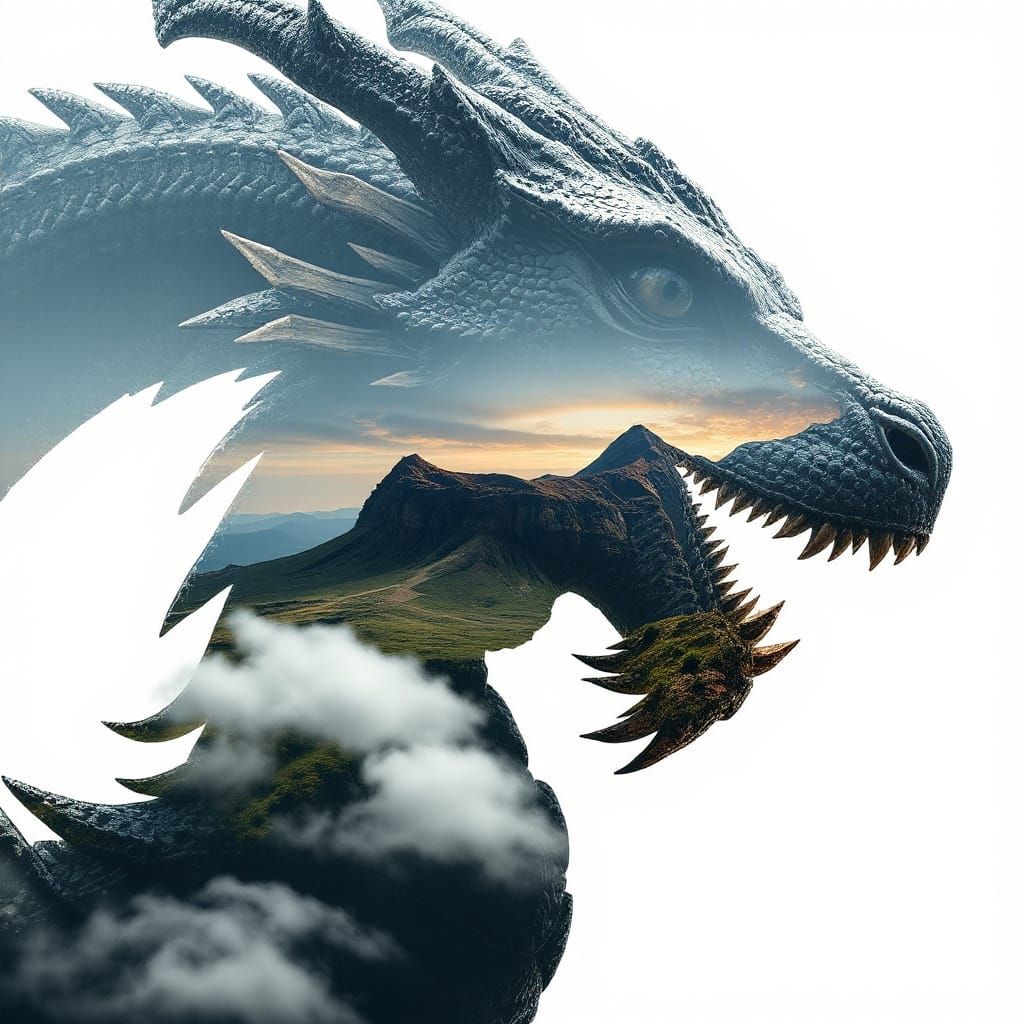 Dragon Amidst Volcanic Peaks