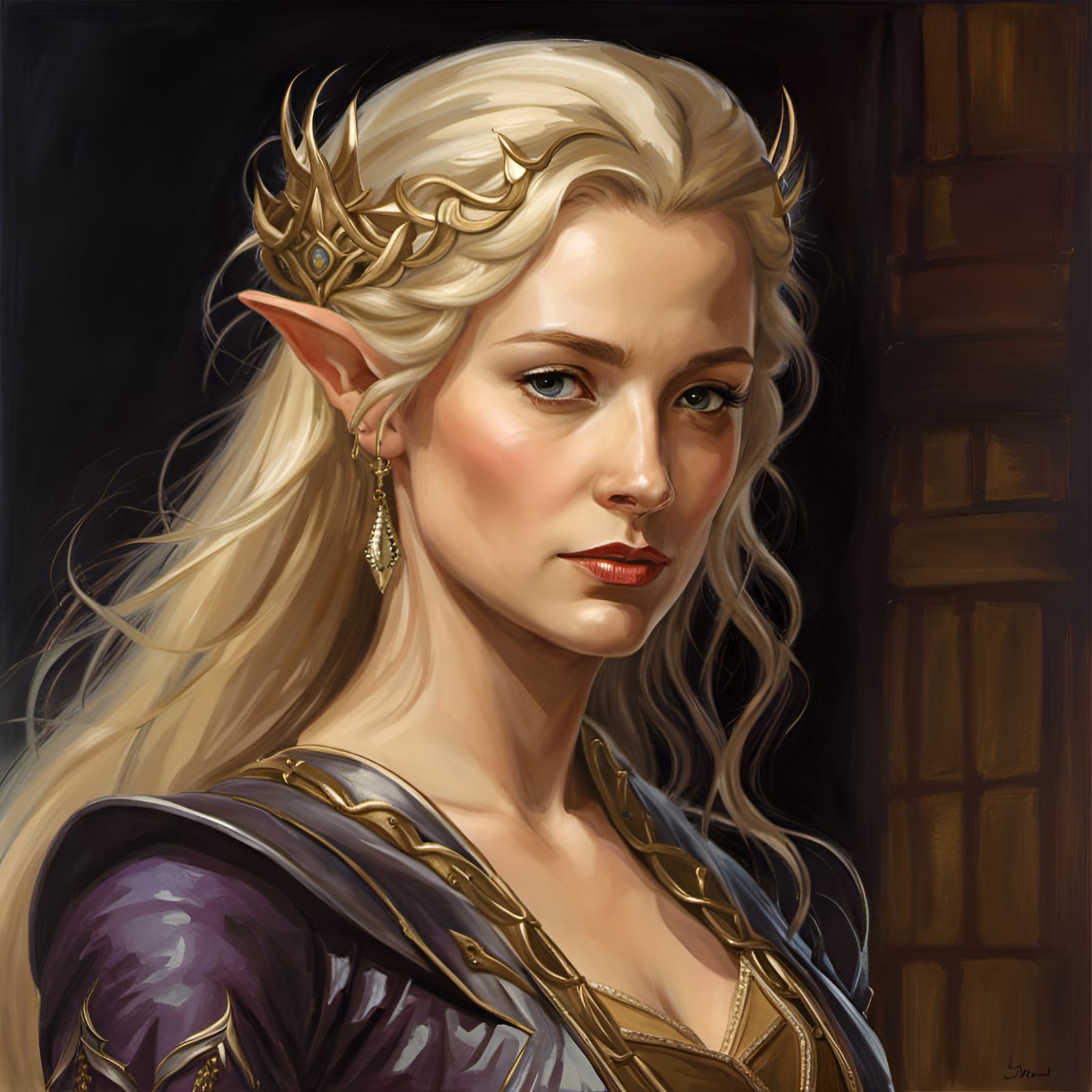 Elvish Woman in Medieval Fantasy Style