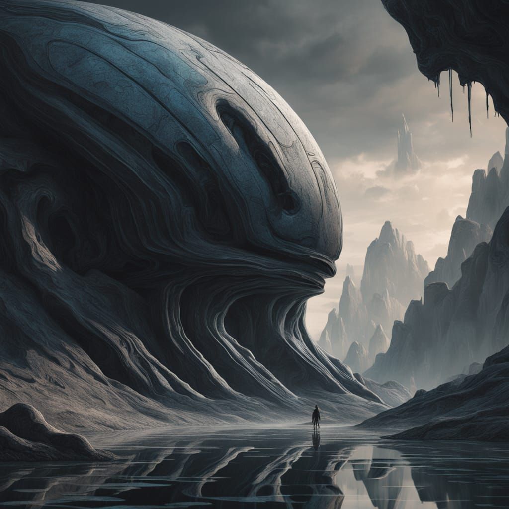 Cyberpunk Artifact on Weathered Granite