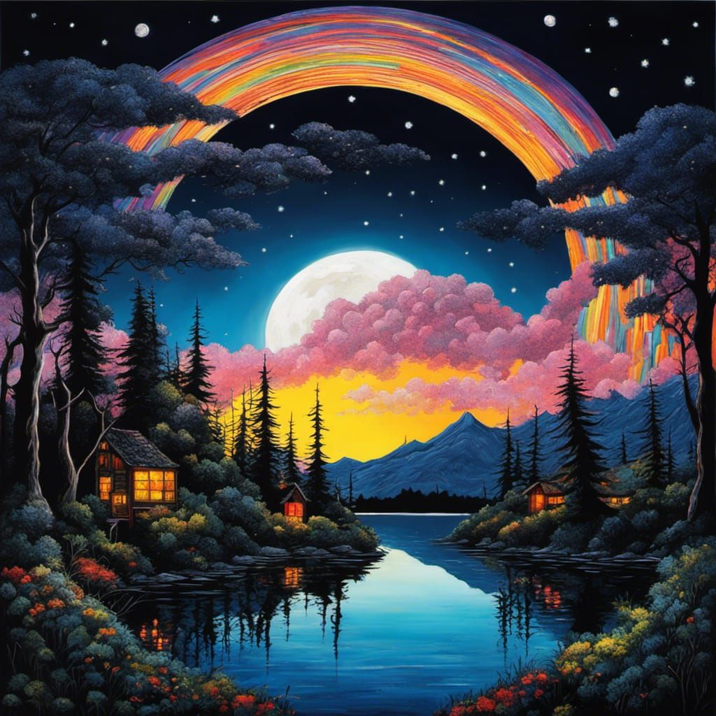 High Gothic Lake Island in Tim Burton Style