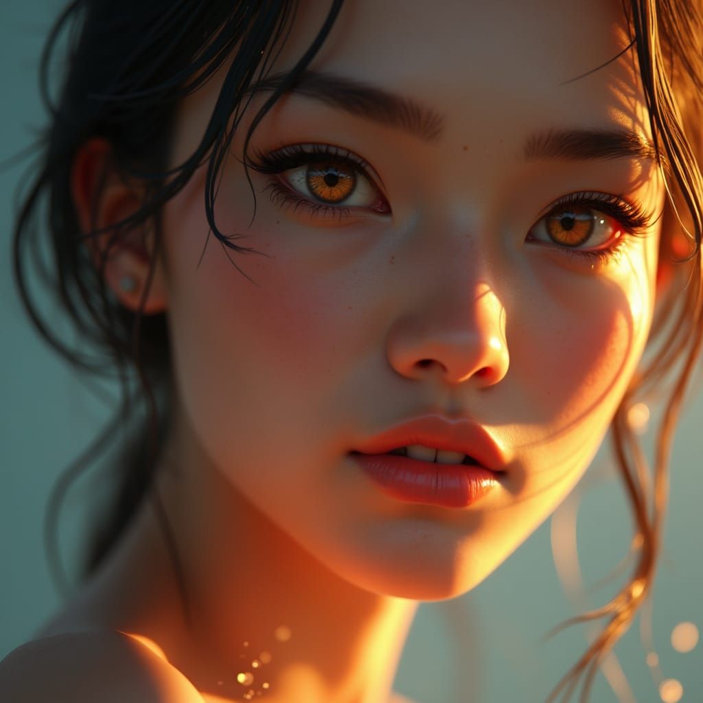 Serene Portrait with Expressive Eyes in Matte Painting Style