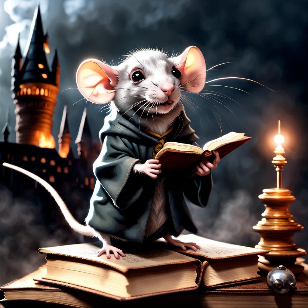 Wizard Rat Fixing Natural Disasters with Magic