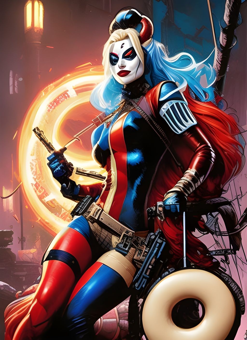 Harley Quinn in Donut Universe: Crayon Caricature