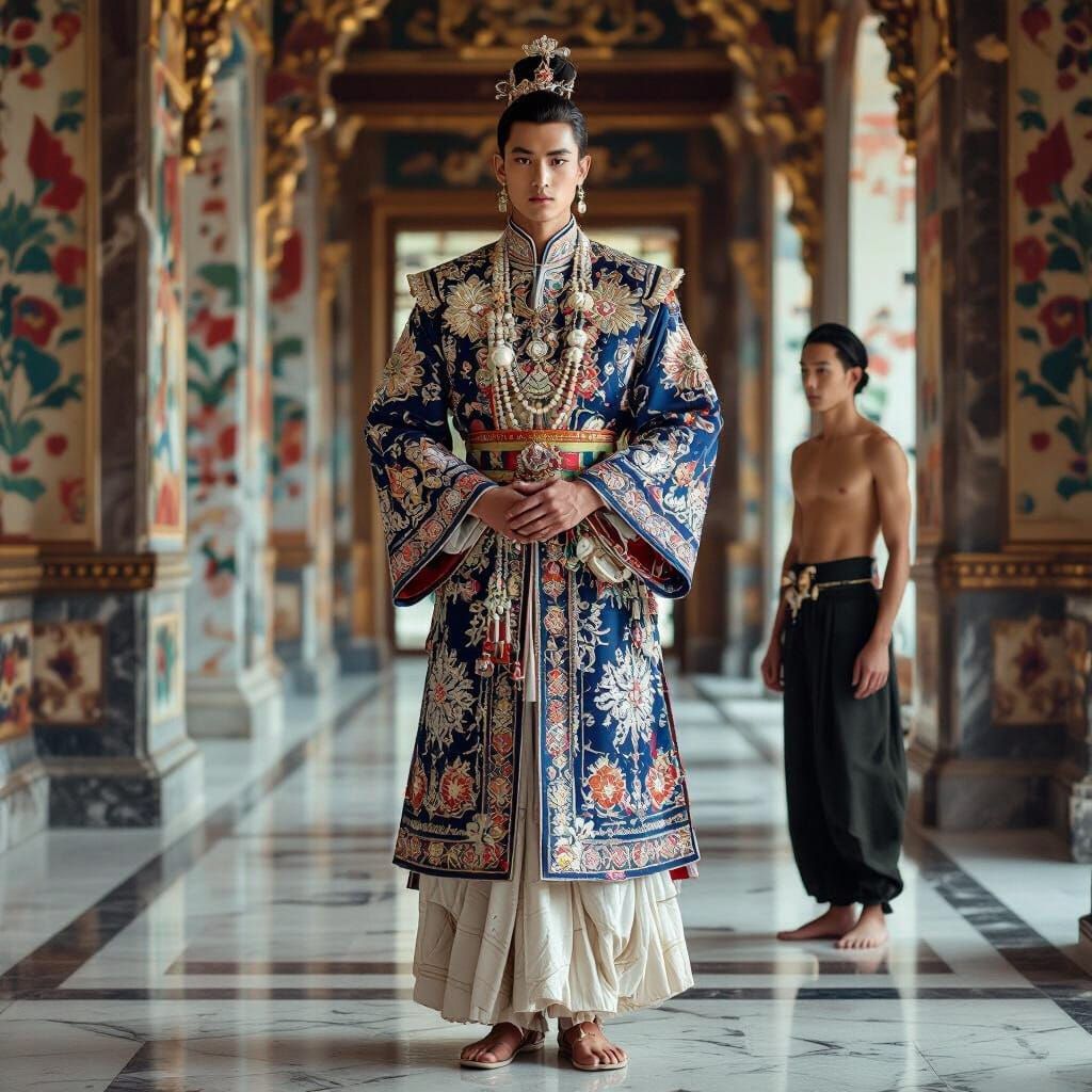 Asian Prince in Traditional Attire, Digital Painting