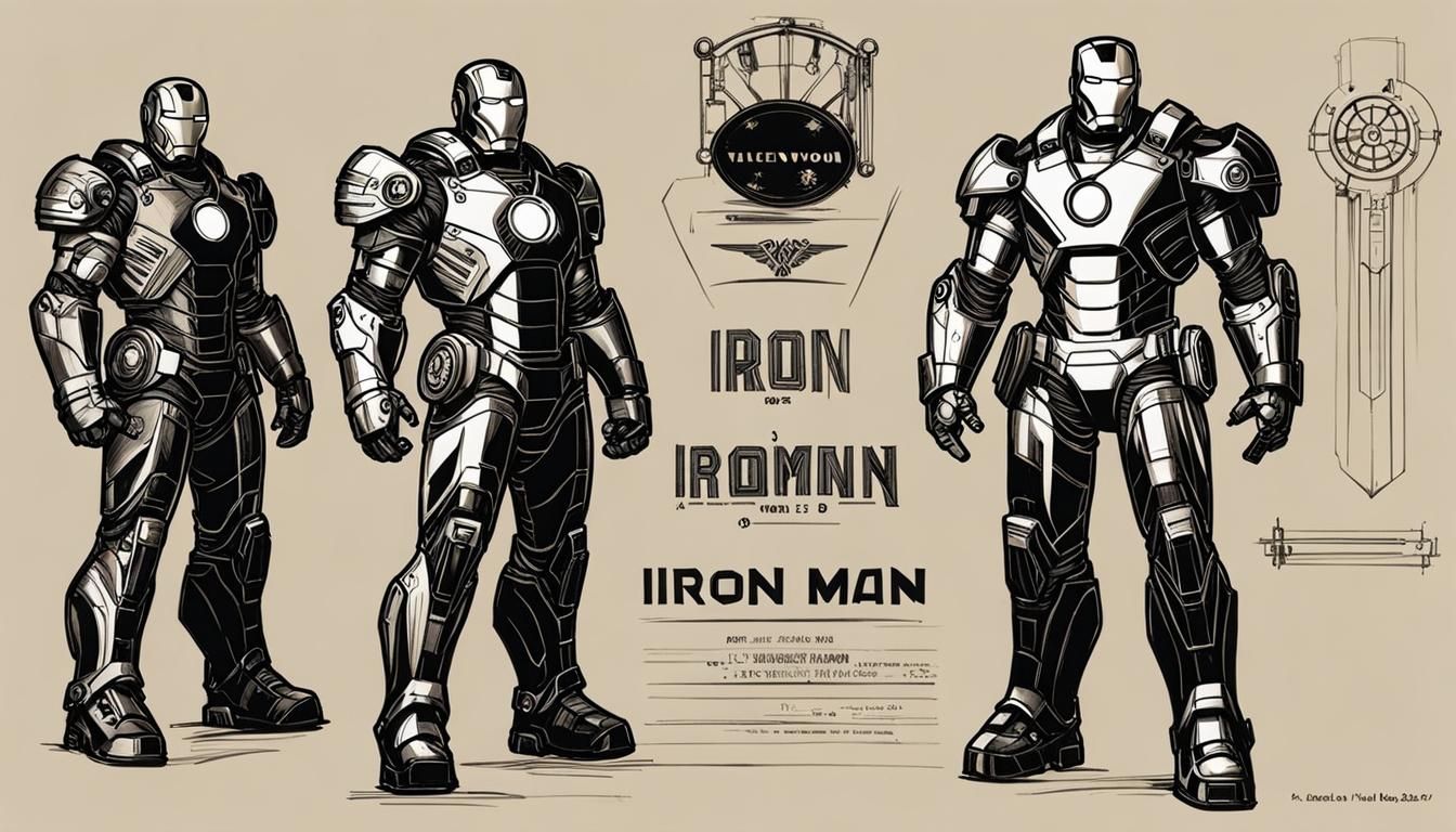 Gritty Sketchbook Style Iron Man Character Sheet
