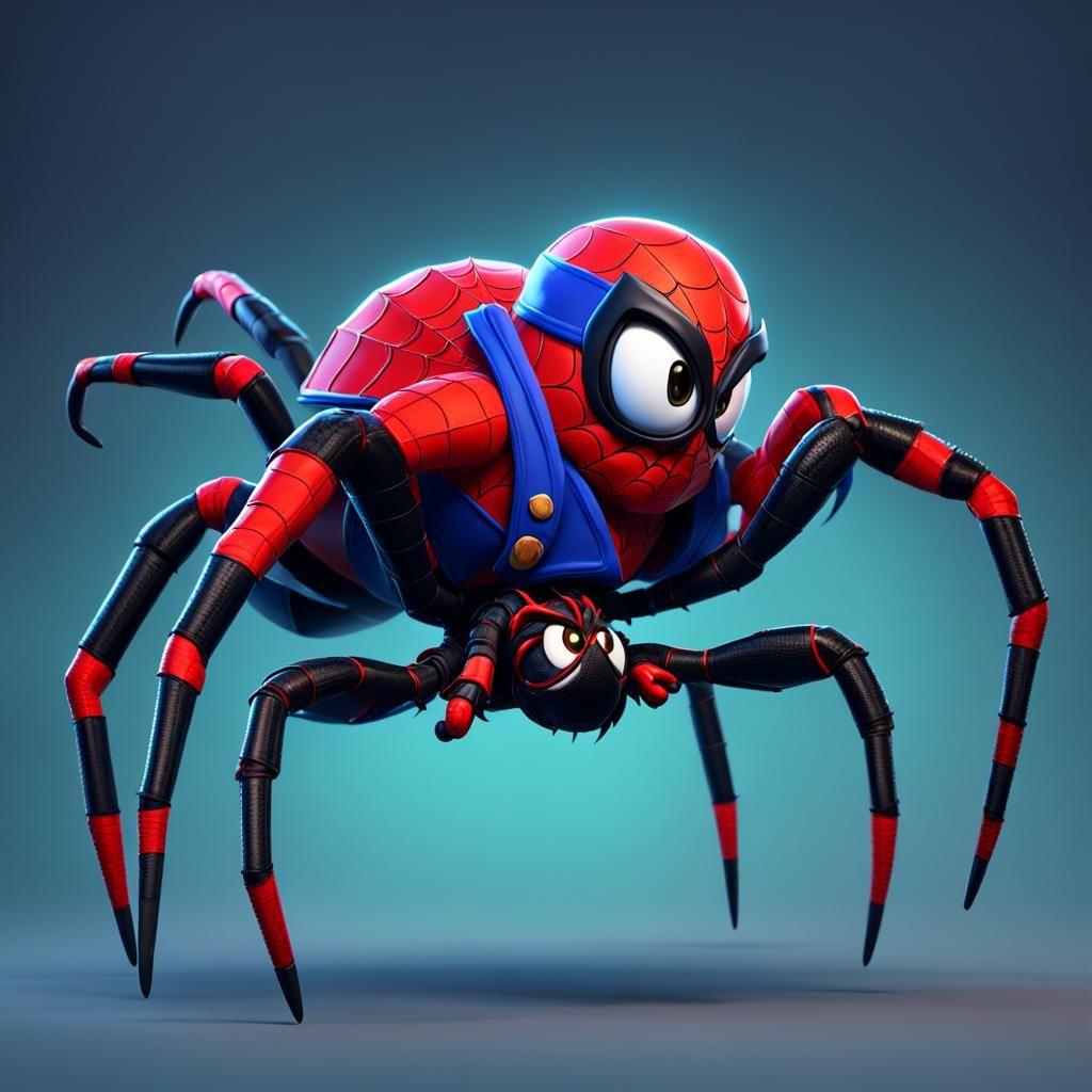Spider-Mario: Pixar-Style 3D Digital Art