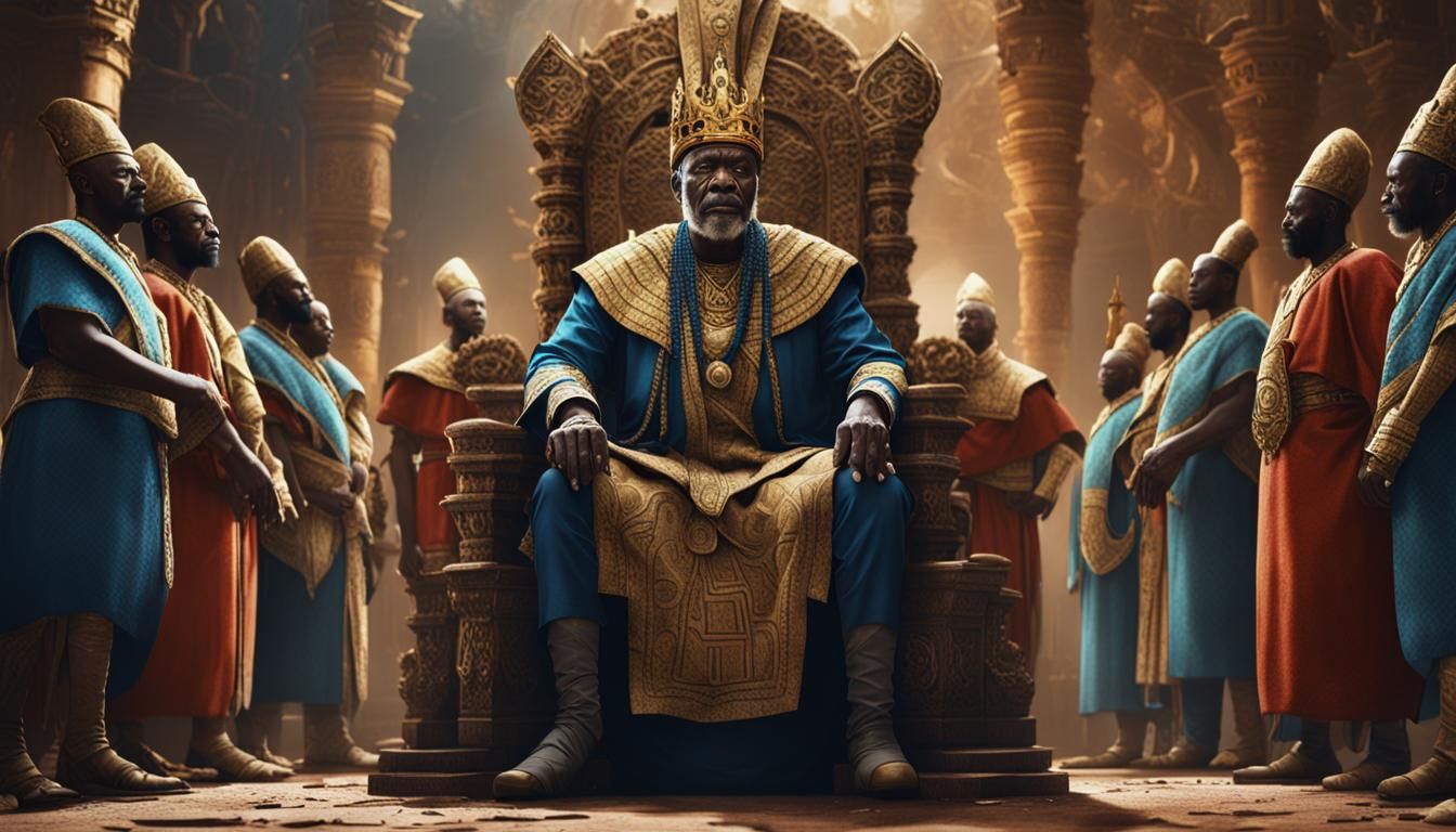 African King on Throne: Detailed Matte Painting