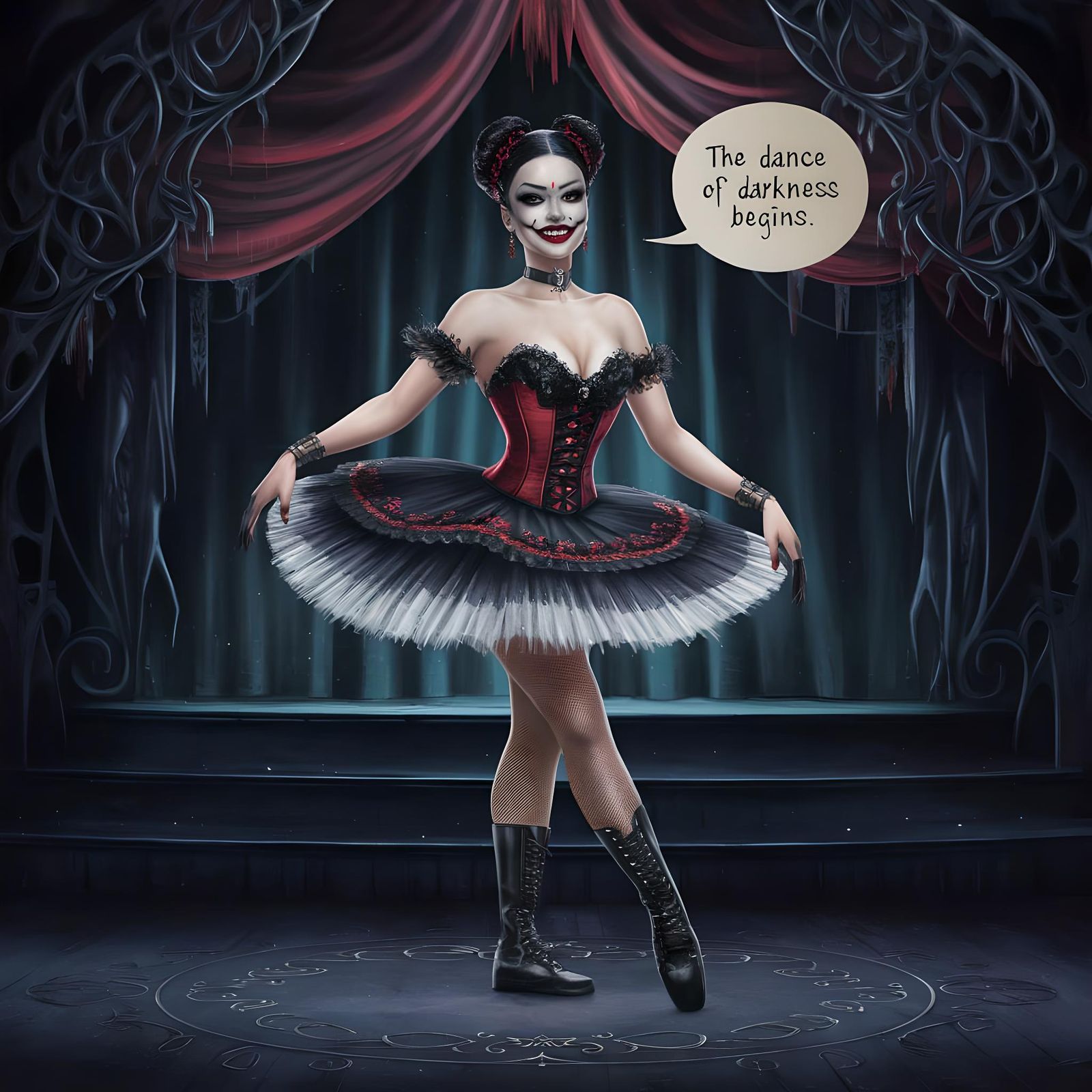 Mexican Gothic Ballerina in Digital Illustration