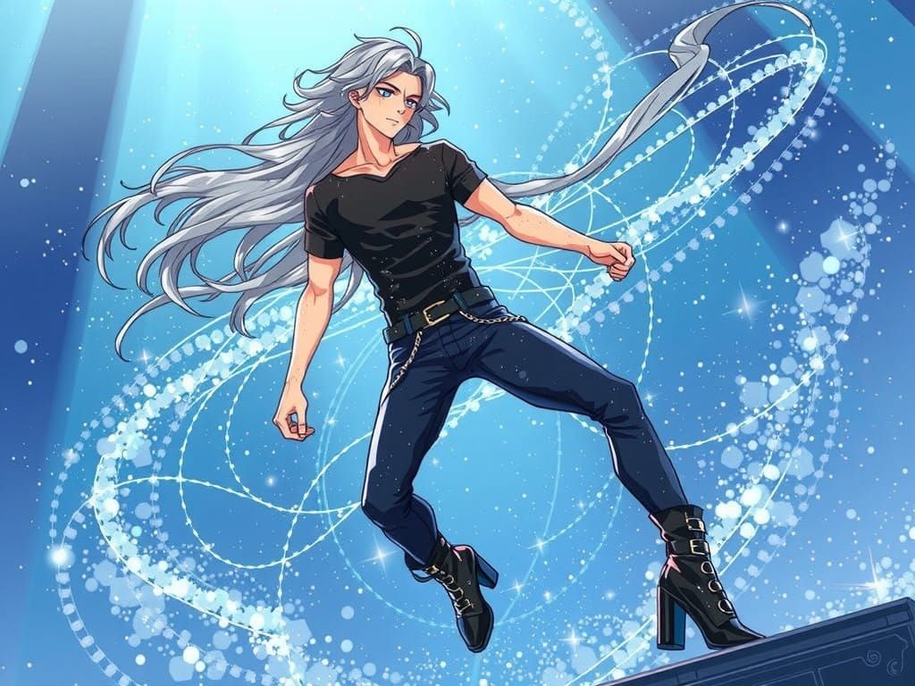 Androgynous Singer in Glittering Pop-Art Aesthetic