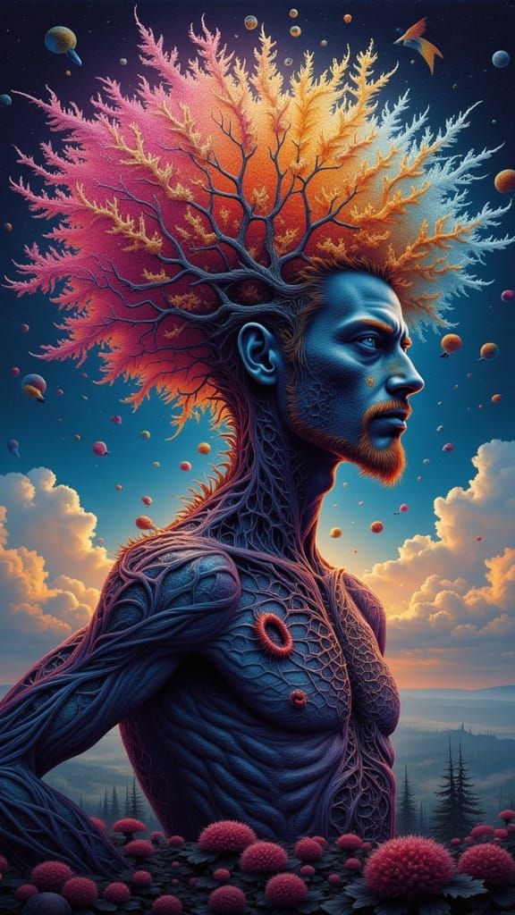 Chromatic Surrealism: Hatching on a Floating Island