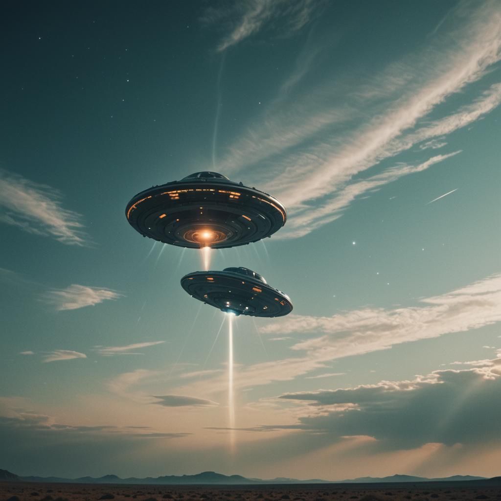 Surreal UFO in Space: Cinematic Film Still