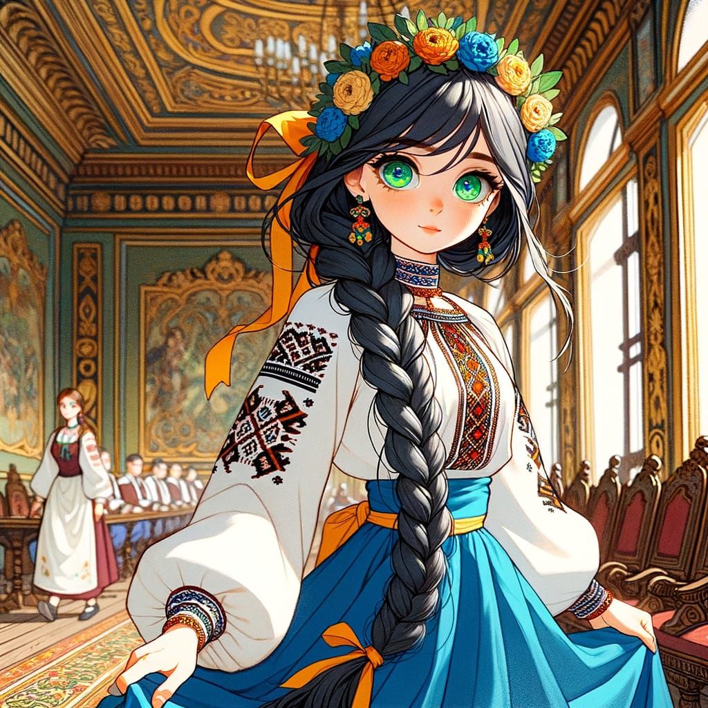 Ukrainian Girls in Traditional Animation Style