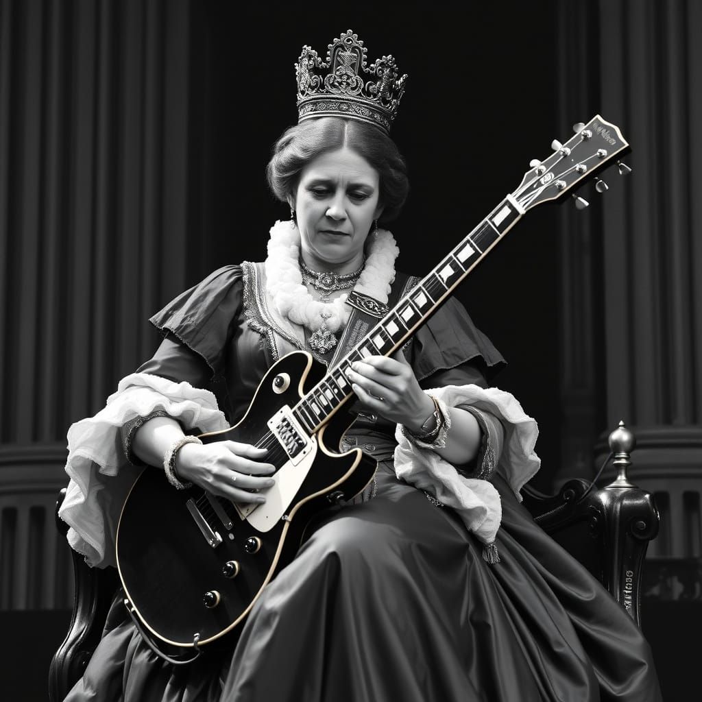 Queen Victoria Shreds on Electric Guitar