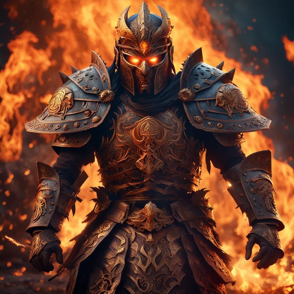 Fearsome Ancient Warrior in Elaborate Armor