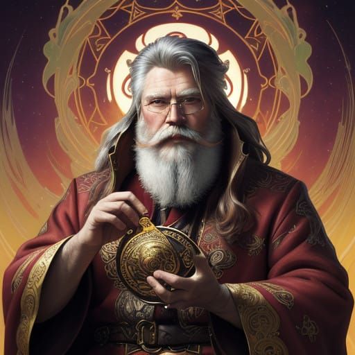 Regal Santa Claus in Majestic Auroral Splendor