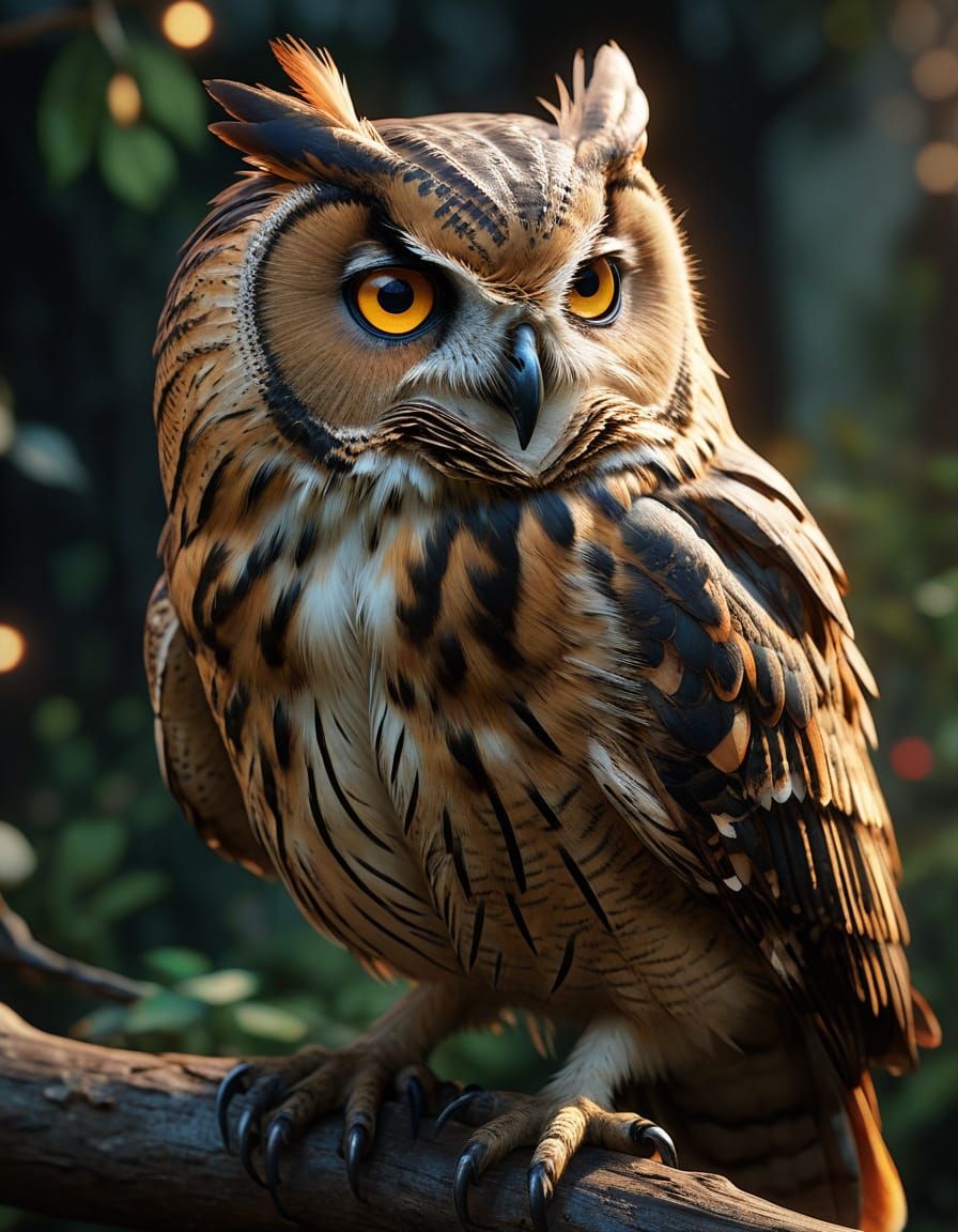 Vibrant Owl Portrait in Hyperrealistic Concept Art Style