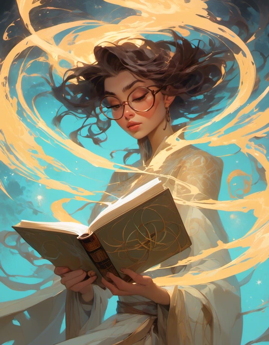 Female Wizard with Runic Magic in Vector Art Style